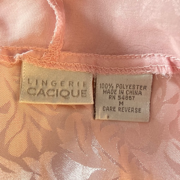 Cacique Pink Pajama Top Sexy  M Loungewear Sheer Satin. - Picture 3 of 5